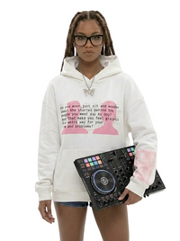 "blessing in disguise" white hoodie