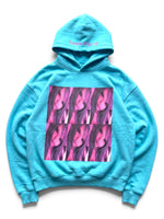 "on replay" turquoise hoodie - Product Image