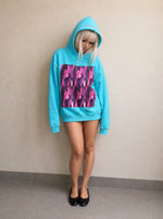 "on replay" turquoise hoodie - Product Image